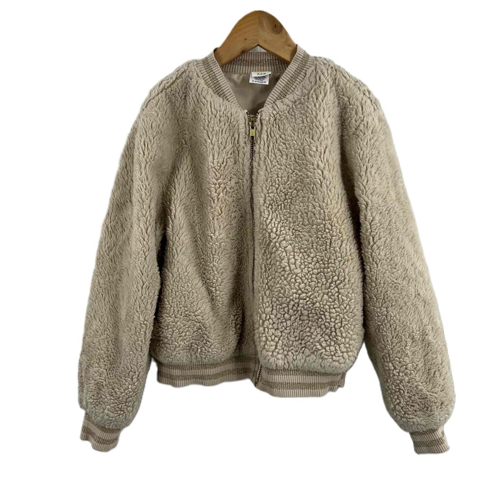 Crazy Eight By Gymboree Gold Metallic Trim Sherpa Bomber Jacket‎ Medium 7-8